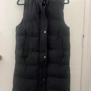 Women's Black Puffer Full Length Vest